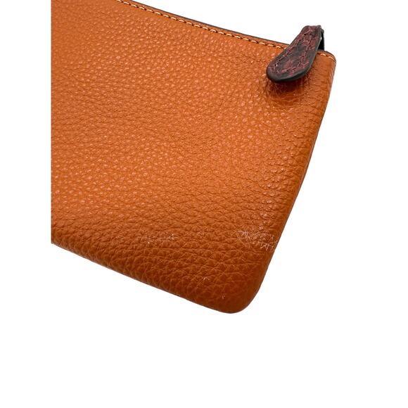 RETAIL $198 Coach Pebbled Leather and Exotic Snake Skin Trim Corner Zip Wristlet - Picture 3 of 9